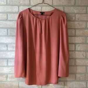 Ann Taylor Women’s Puff Sleeve Blush Rose Blouse